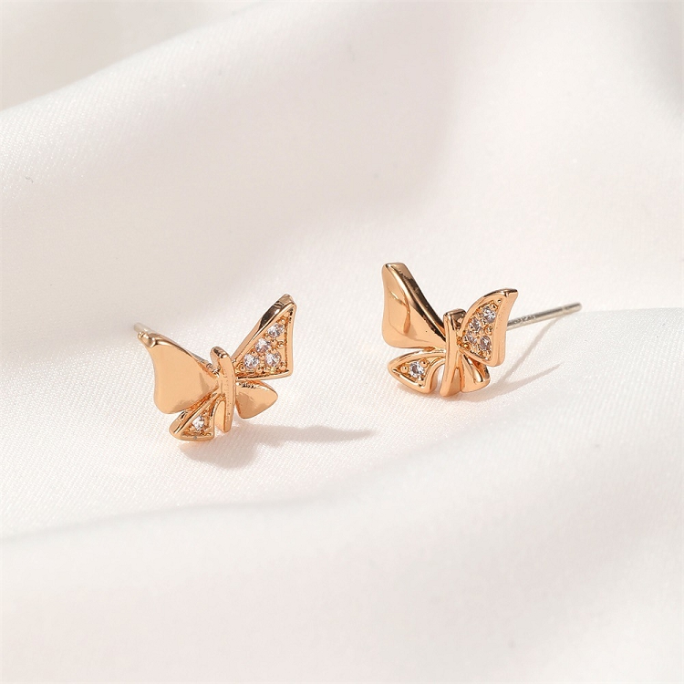 Classic simple diamond set super fairy butterfly earrings female Japanese and Korean temperament commuter earrings new hot selling earrings ?